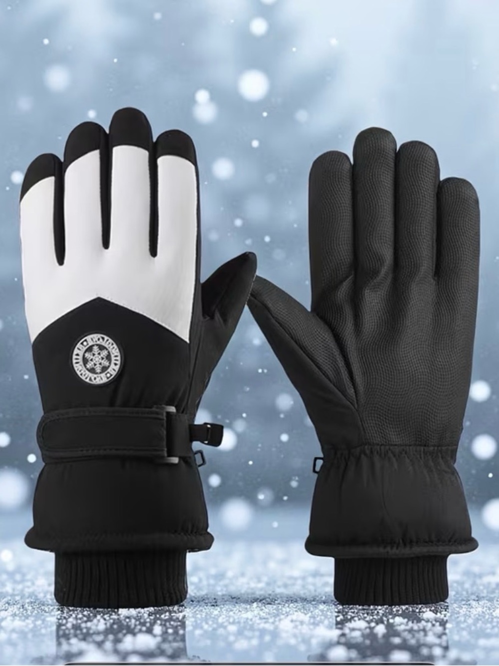 Men's Black and White Insulated Winter Gloves - Cold-Weather Grip